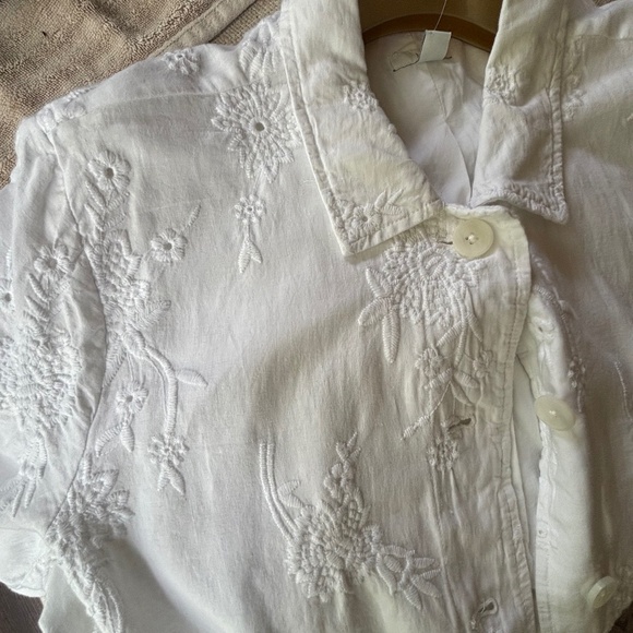 NWT. J. Jill White Eyelet Embroidered Cinch Waist Jacket Linen Blend L - Picture 6 of 11